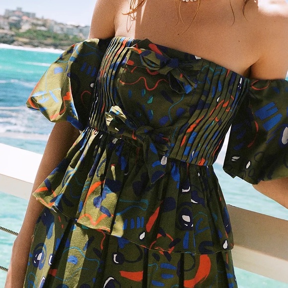 NWT Anthropologie Hunter Bell Rhea Tank Top Blouse Off Shoulder Ribbon US 0 - Picture 3 of 16